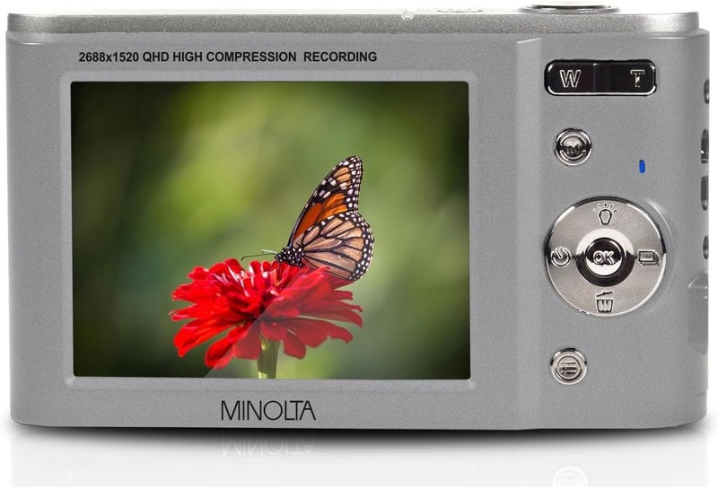 Minolta MND20 44MP Digital Camera – 2.7K Ultra HD Video, 16X Digital Zoom, Anti-Shake Stabilization, Time Lapse, Face Detection, 2.9-inch LCD Display – Lightweight Compact Camera (Silver) - Image 4